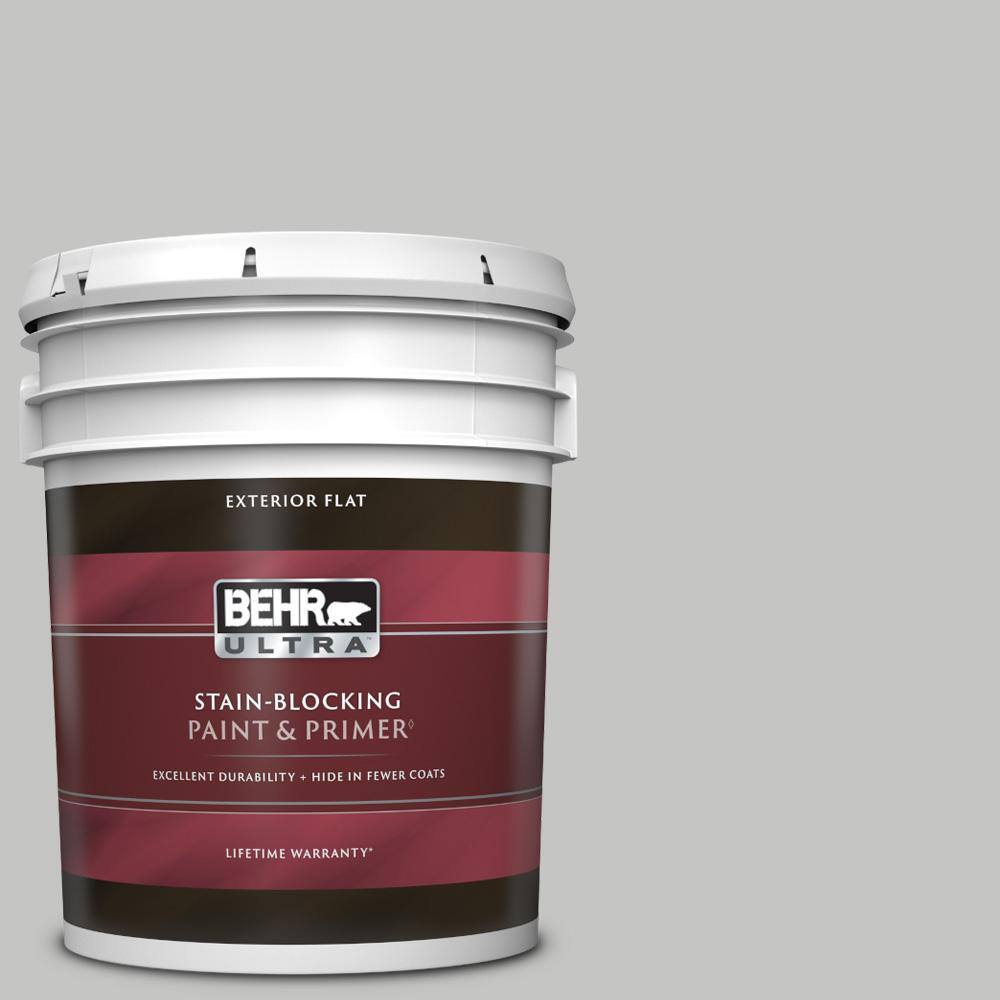 BEHR ULTRA 5 gal. N5202 Silver Bullet Flat Exterior Paint & Primer