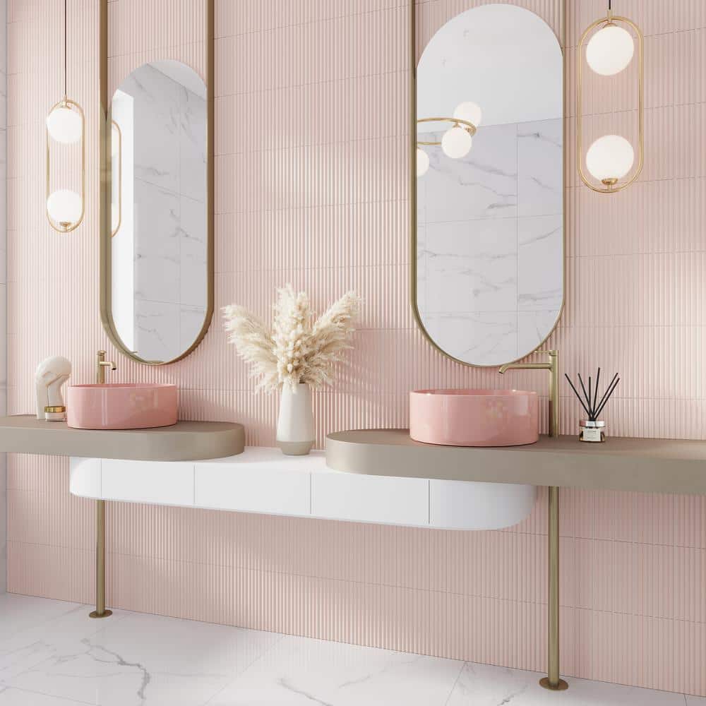 Matte Pink Ceramic Subway Tile Trim 1.97'' x 7.87''
