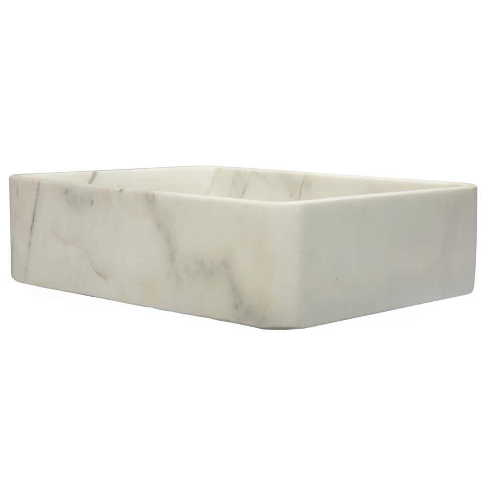 Guanxi White Marble Rectangular Vessel Bathroom Sink