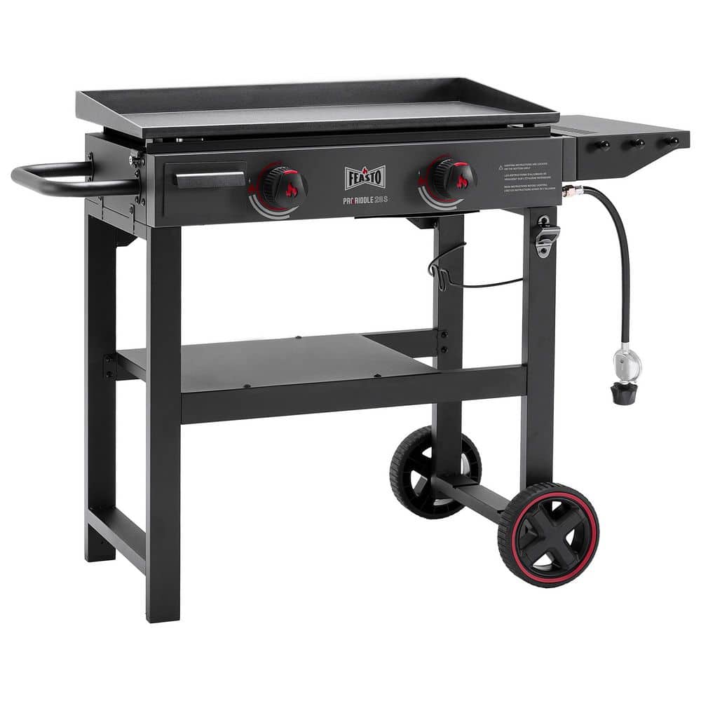 2-Burner Propane Gas Grill 28 in. Flat Top Griddle in Black