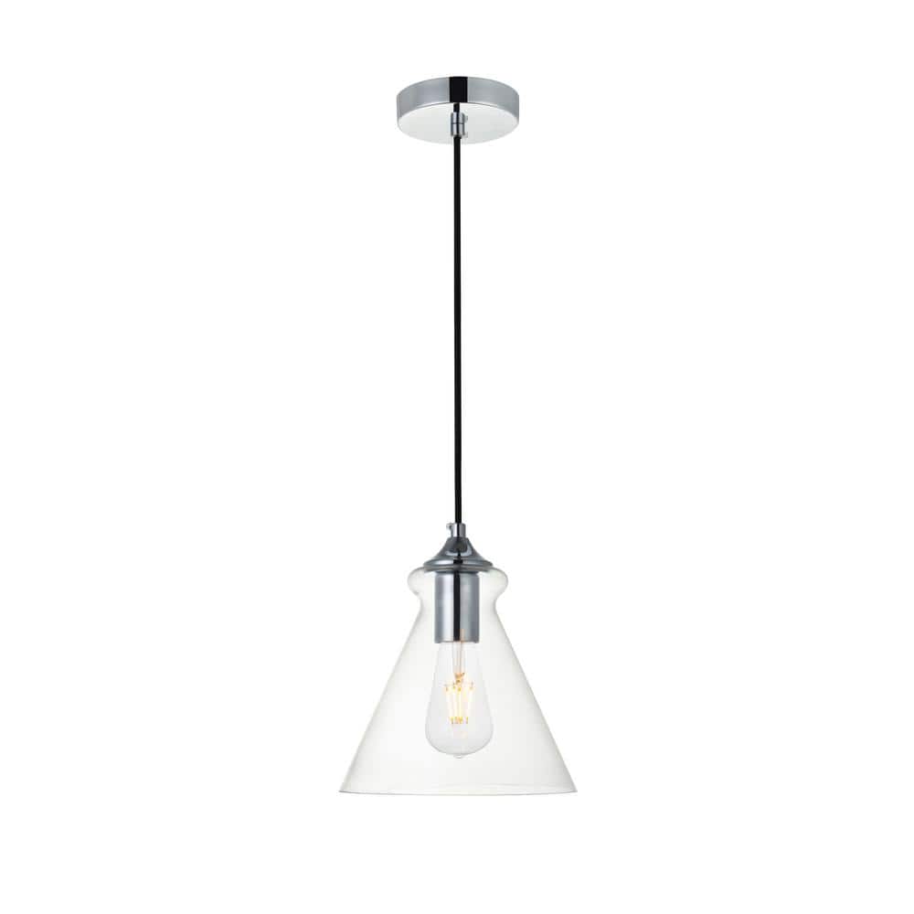 Timeless Home Dylan 1-Light Chrome Pendant with 7.9 in. W x 7.9 in. H Clear