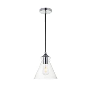 Timeless Home Dylan 1-Light Chrome Pendant with 7.9 in. W x 7.9 in. H Clear Glass Shade