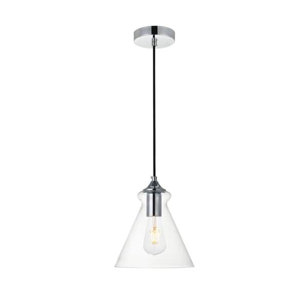 Unbranded Timeless Home Dylan 1-Light Chrome Pendant with 7.9 in. W x 7.9 in. H Clear Glass Shade