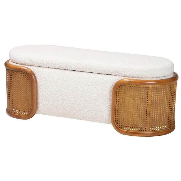 Baxton Studio Basira Cream and Walnut Brown Storage Dining Bench 48 in.