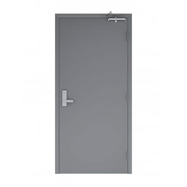Flush Doors Series 36 in. x 84 in. Right-Handed Stainless Steel Finish Metal Commercial Door Kit w/ Frame and Hardware