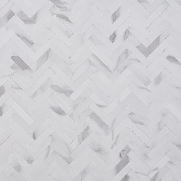 Ivy Hill Tile Luxe Core Herringbone Calacatta 10.31 in. x 10.31 in. SPC Peel and Stick Tile (0.73 Sq. Ft. / Sheet)