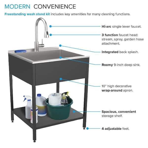 Transolid 20-in x 24-in 1-Basin White Freestanding Laundry Sink