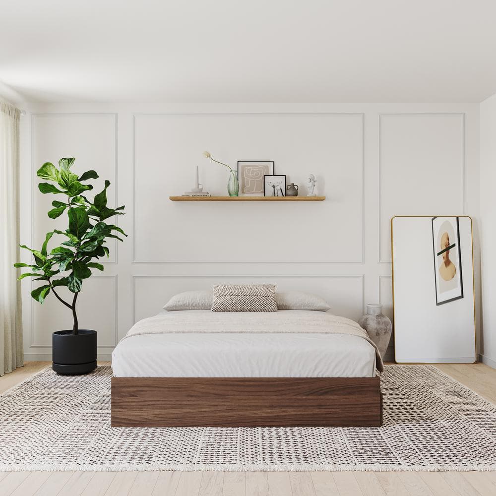 Walnut Queen Storage Bed Frame with 3 Drawers