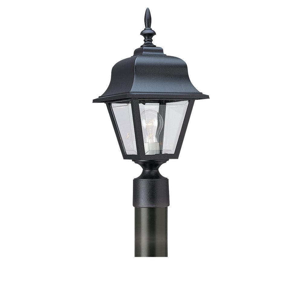 Generation Lighting Polycarbonate Outdoor Collection 1-Light Outdoor Black  Post Lantern 8255-12 The Home Depot