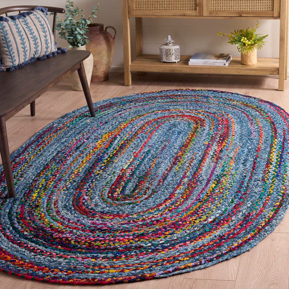 Braided 6 ft. x 9 ft. Oval Blue/Red Cottagecore Braided Area Rug price history on PriceWatchPro