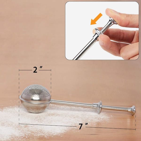 304 Stainless Steel Flour Duster with One-Handed Operation and Pick up and Dust for Baking and as a Gift (1-Pack)