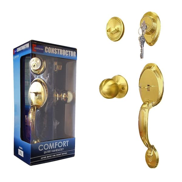 Constructor Polished Brass Comfort Entry Handleset