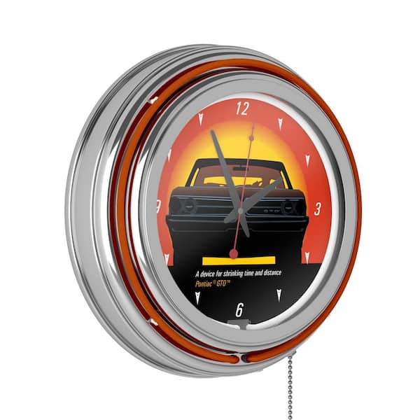 Trademark 14 in. Pontiac GTO Time and Distance Double Ring Neon Wall Clock