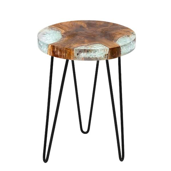 East At Main Menlo 19 in. Brown Teak Accent Table