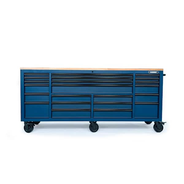 Tool Storage Heavy Duty 84 in. W x 24 in. D Matte Blue Mobile Workbench Cabinet