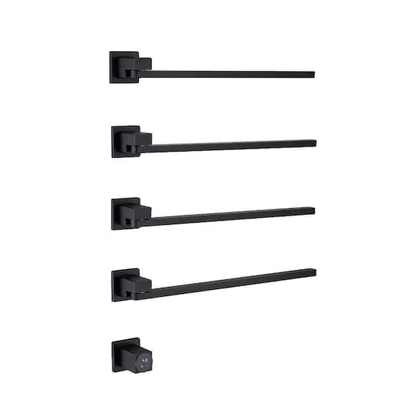 4-Bar Towel Holders Screw-In Electric Plug-In Towel Warmer in Matte black