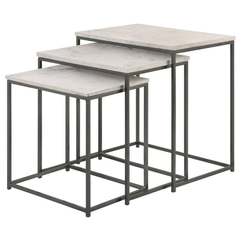 Medora White Marble and Gunmetal Nesting Tables