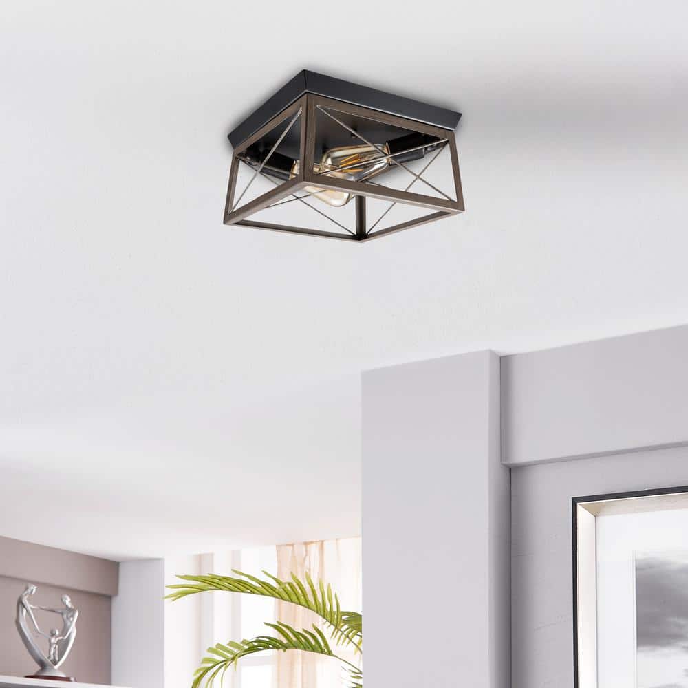 Foster 12'' Black Aluminum Dome Flush Mount Ceiling Light