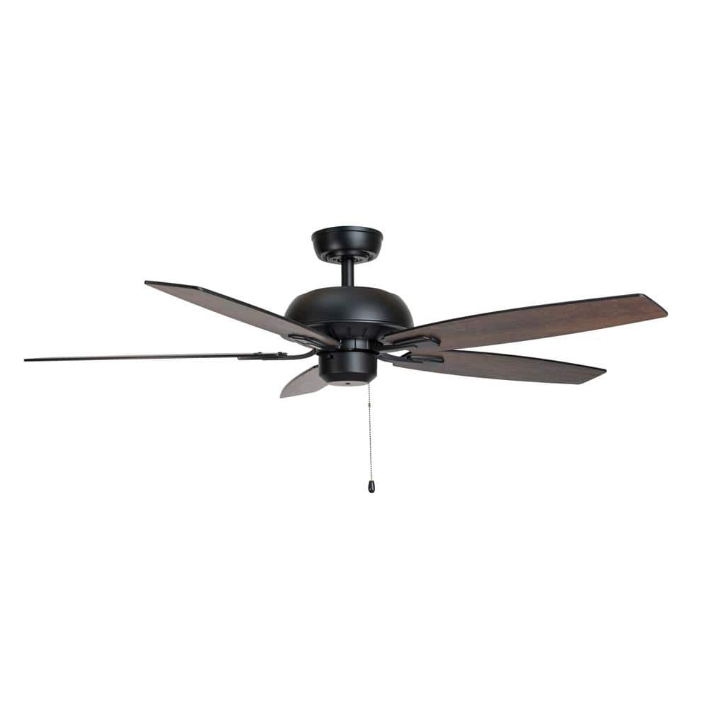 BLUE MOUNTAIN FANS Vasil 52 in. 3-Speed Ceiling Fan Matte Black Pull ...