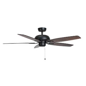 Vasil 52 in. 3-Speed Ceiling Fan Matte Black Pull Chain Light Kit, Remote Control or Wall Control Adaptable