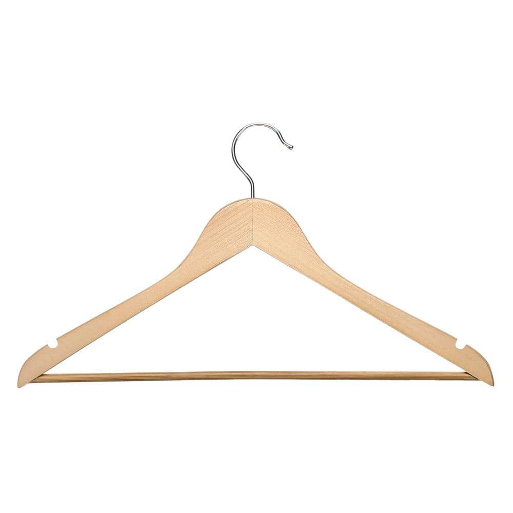 Set Of 3 Shaped Maple Wood Hangers Non-Slip BarNotches 