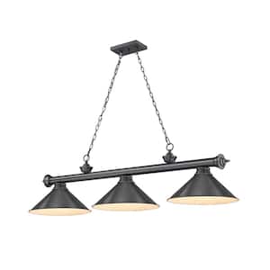 Cordon 3-Light Bronze Plate with Metal Bronze Plate Shade Billiard Light with No Bulbs Included