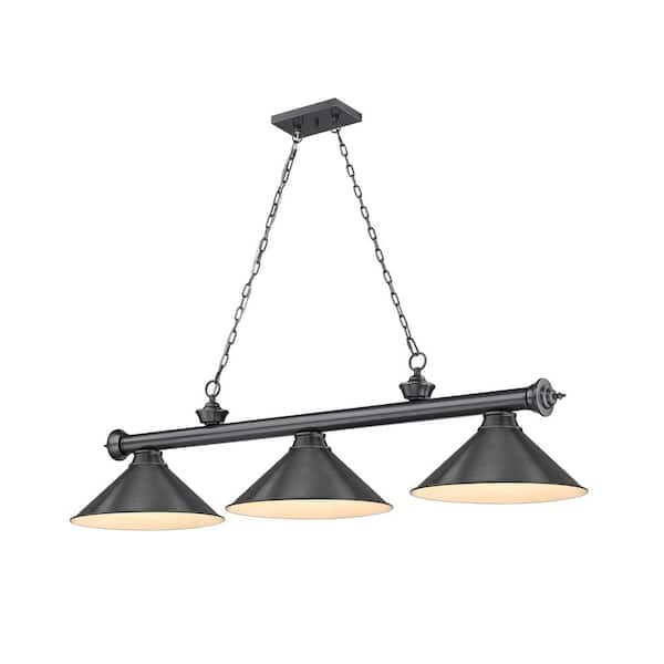 Unbranded Cordon 3-Light Bronze Plate with Metal Bronze Plate Shade Billiard Light with No Bulbs Included