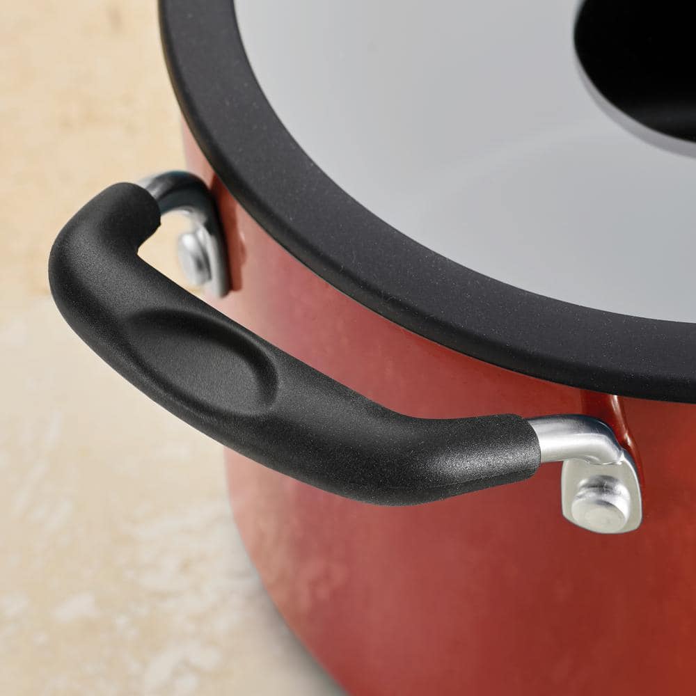 15-Piece Red Aluminum Nonstick Cookware Set with Enamel Finish