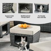 Fortune Dark Gray 6-Piece Wicker Outdoor Patio Fire Pit Conversation Seating Set with Beige Cushions