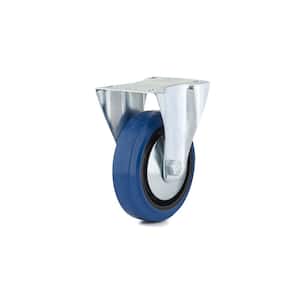 4-15/16 in. (125 mm) Blue Fixed Plate Caster with 220 lb. Load Rating