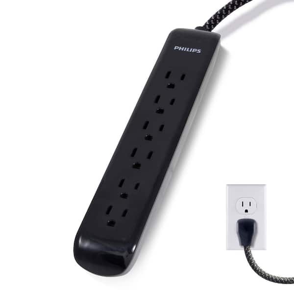 Philips 16/3-4 ft. 6-Outlet Surge Protector Braided Power Extension Cord