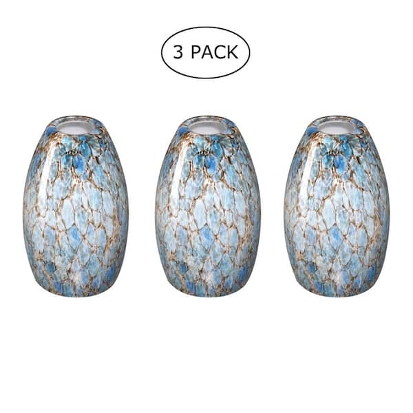 7.64 in. Blue Art Glass Globe Pendant Shade for Mini Pendant with 1.65 in. Lip Fitter (Not Included) (3-Pack)
