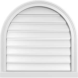 26 in. x 26 in. Round Top Surface Mount PVC Gable Vent: Functional with Brickmould Sill Frame