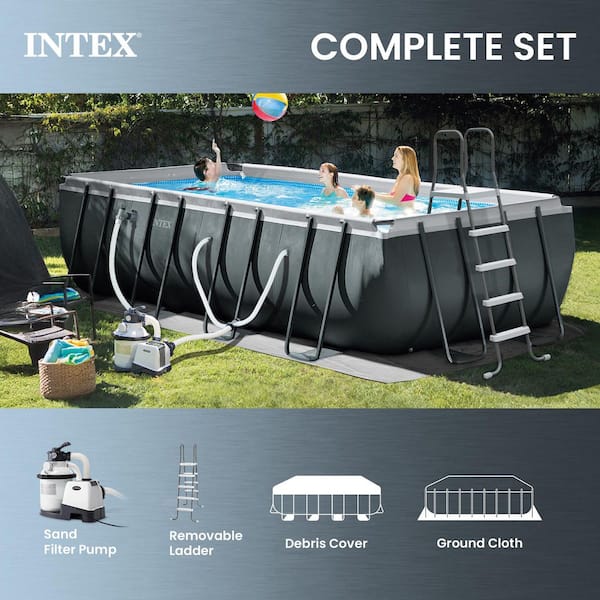 Intex 18 ft. x 9 ft. x 53 in. Rectangular Above Ground Pool with