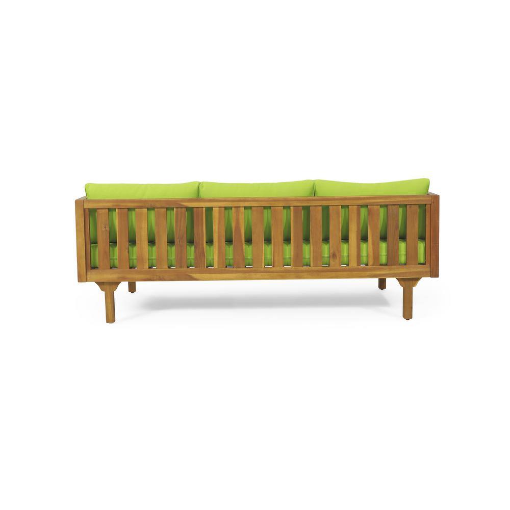 Teak Wood Outdoor Daybed with Green Cushions