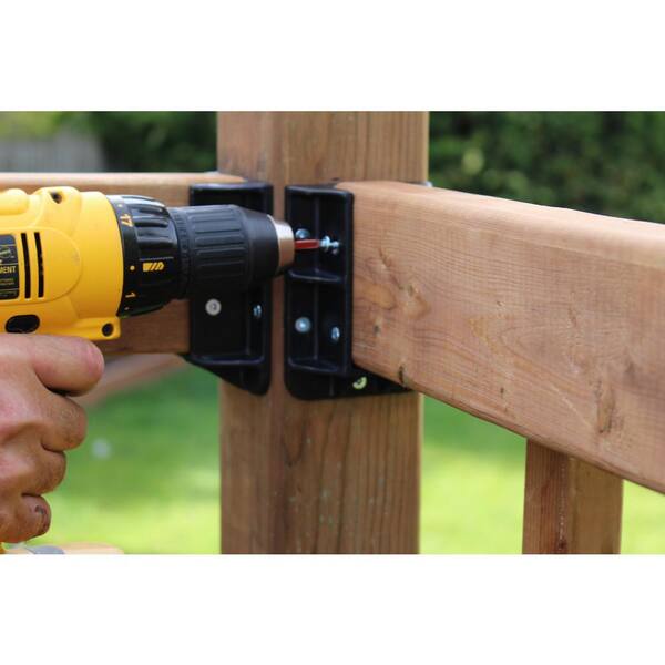 FENCE & DECK RITE 2 in. x 4 in. Sturdy Railing Hangers Fits Standard Railings Reinforced Black Polypropylene (8-Pieces)