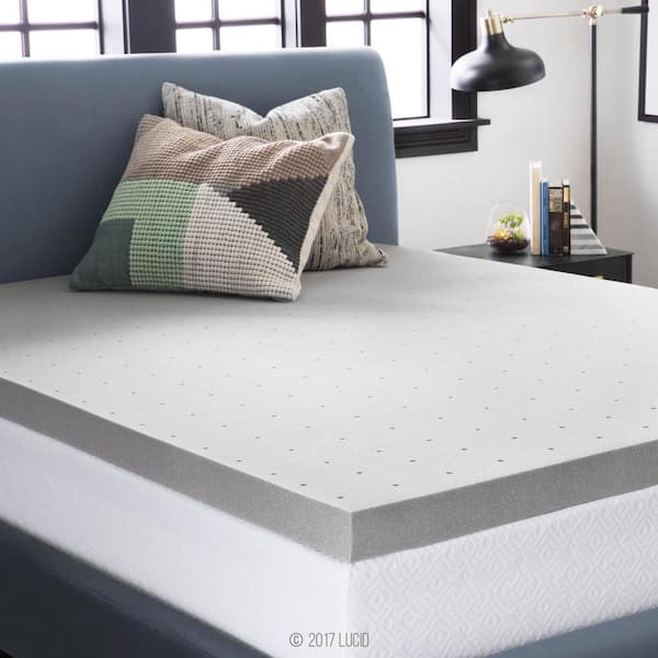 Lucid 3 in. King Bamboo Charcoal Memory Foam Mattress Topper