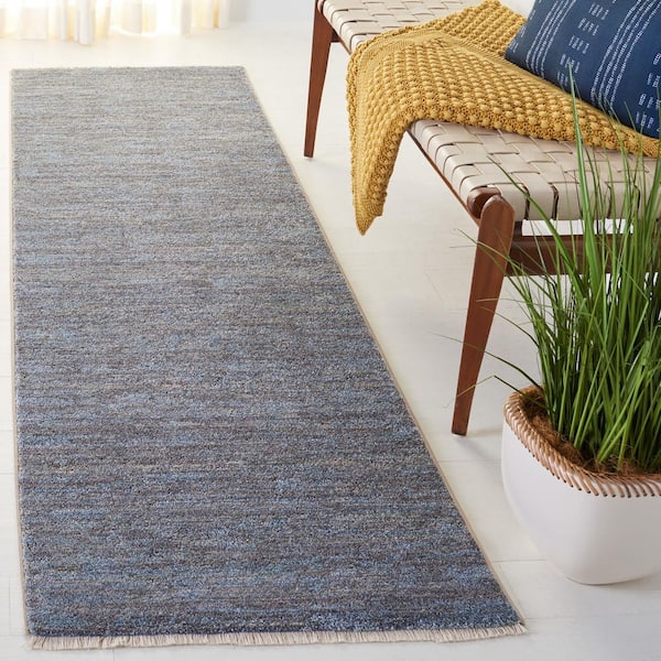 Lasa 2 ft. x 8 ft. Blue/Gray Distressed Striped Runner Rug