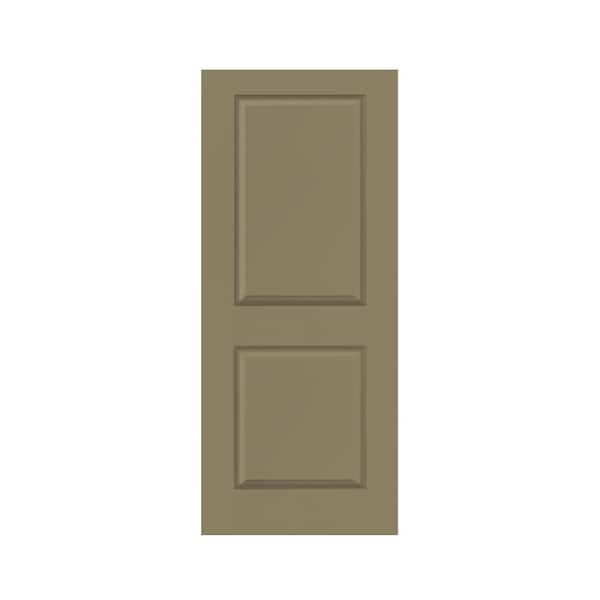 30 in. x 80 in. Olive Green Stained Composite MDF 2 Panel Interior Barn Door Slab