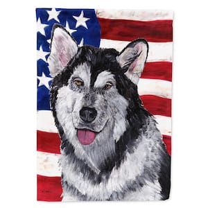 0.91 ft. x 1.29 ft. Polyester Alaskan Malamute USA Patriotic American 2-Sided 2-Ply Flag Garden Flag