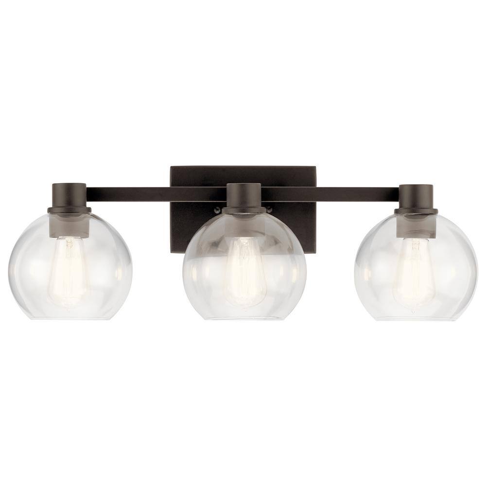 Harmony Olde Bronze 3-Light Bath Vanity with Clear Glass