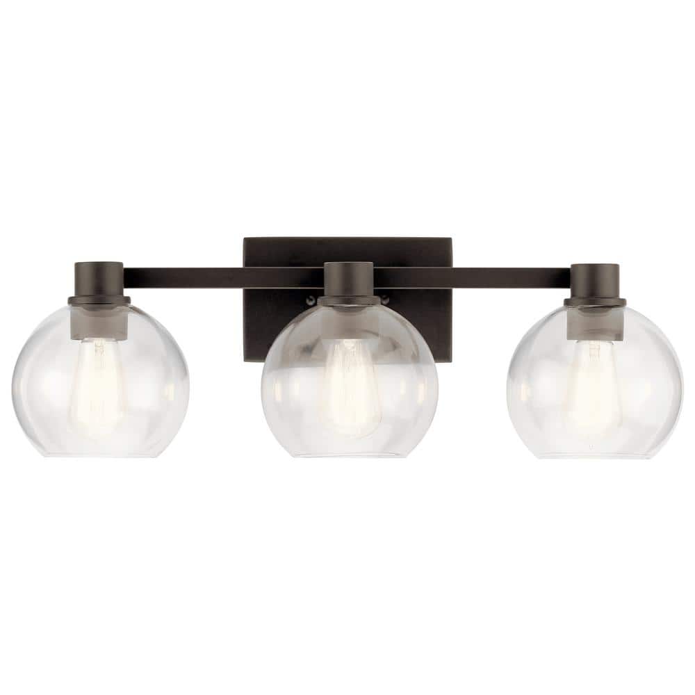 Harmony Olde Bronze 3-Light Bath Vanity with Clear Glass