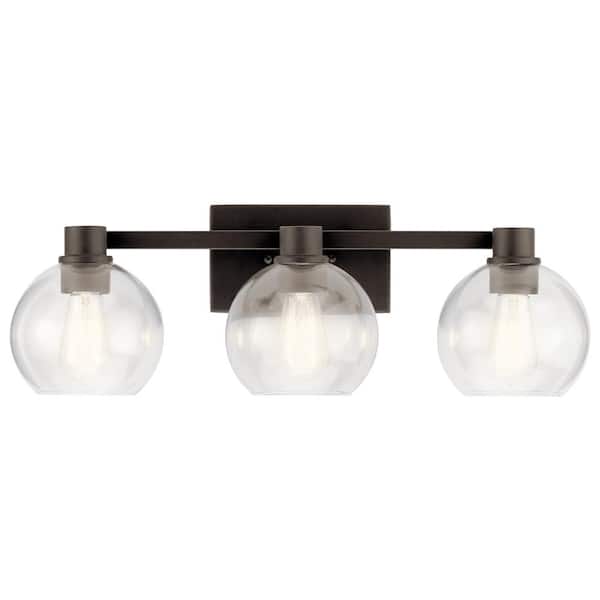 Harmony 24.5 in. 3-Light Olde Bronze Transitional Bathroom Vanity Light with Clear Glass