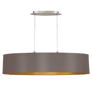 Maserlo 39.37 in. W x 7 in H 2-Light Cappucino and Satin Nickel Pendant Light with Metal Shade