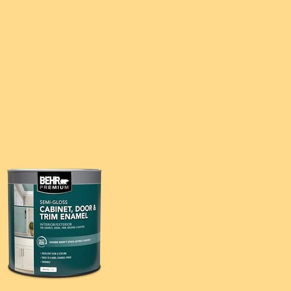 BEHR PREMIUM 1 qt. #P260-4 Banana Mania Semi-Gloss Enamel Interior/Exterior Cabinet, Door & Trim Paint
