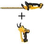 20V MAX Cordless Battery Powered Hedge Trimmer Kit & Cordless Pruner (Tool Only)