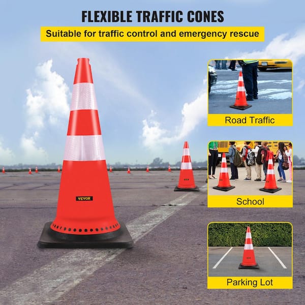 30 in. Traffic Cones PVC Orange Safety Cone with Reflective Collars and Weighted Base for Traffic Control (8-Pack)