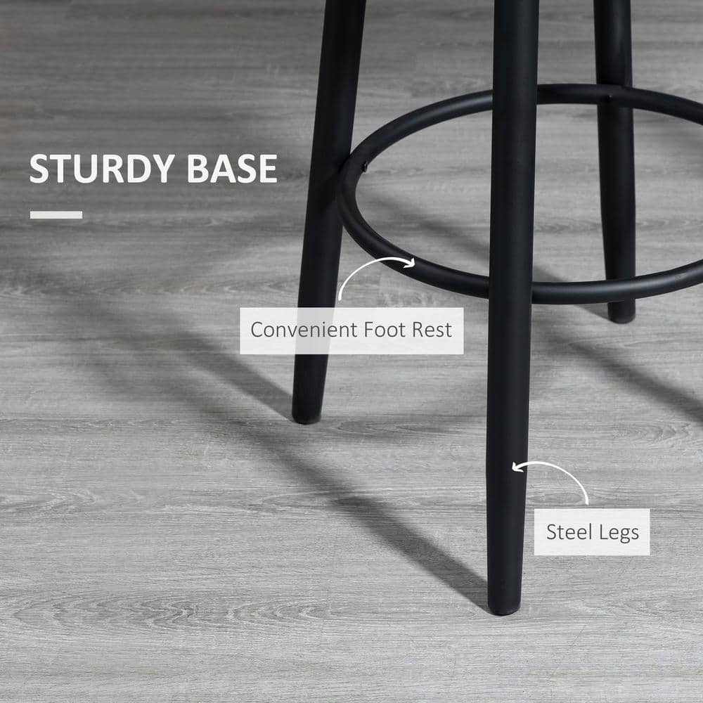 Cream White Swivel Barstools with Steel Legs and Footrest - Set of 2