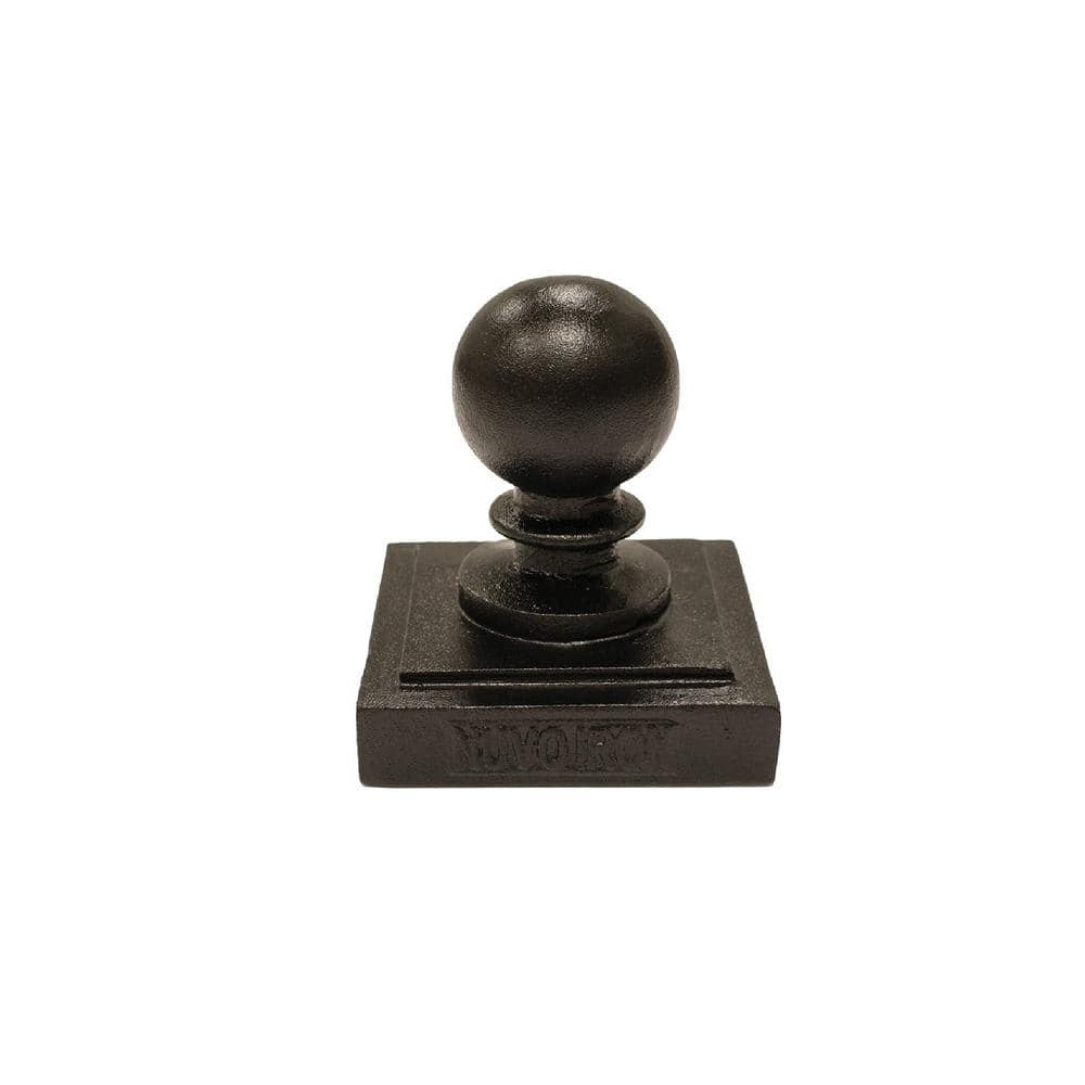 NUVO IRON 4 in. x 4 in. Black Aluminum Ornamental Ball Post Cap PCB03