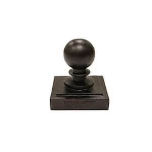 4 in. x 4 in. Black Aluminum Ornamental Ball Post Cap